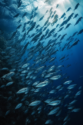 海底的深海鱼群群热带