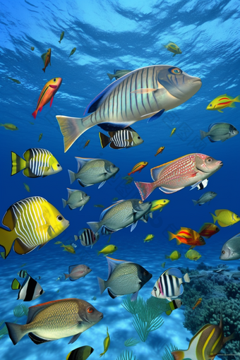 海底的深海鱼群海水类