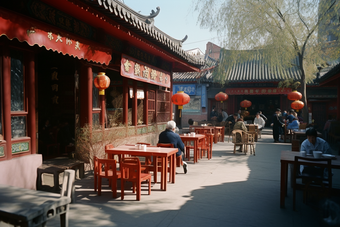 四合院露天饭店宴席吃席