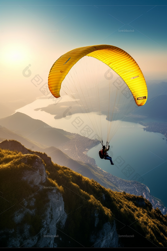 极限运动滑翔伞飞行特写体育