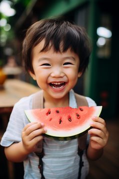 吃西瓜的孩子摄影图12