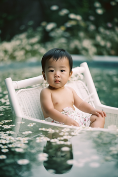 泳池边的男孩婴儿摄影图18