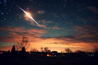 夜晚的流星闪烁天黑星星