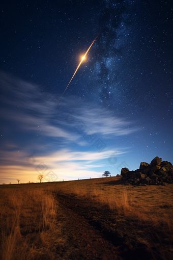 夜晚的<strong>流星</strong>闪烁天空星星