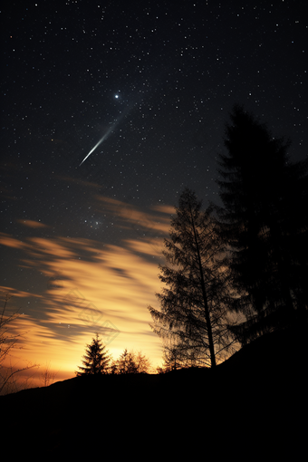 夜晚的流星闪烁星星自然景观