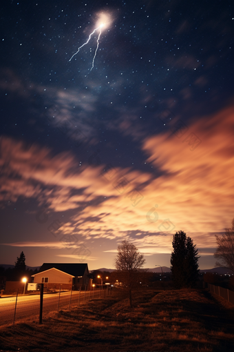 夜晚的<strong>流星</strong>闪烁星星雨