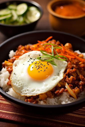 韩国石锅拌饭美食食物米饭