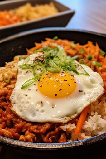 韩国石锅拌饭美食商业摄影泡菜