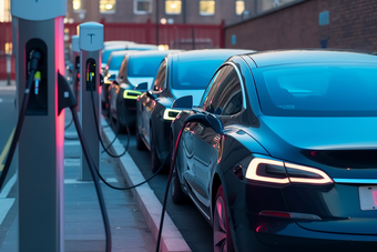 充电的新能源车汽车电桩