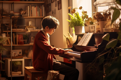 弹钢琴的孩子摄影图20