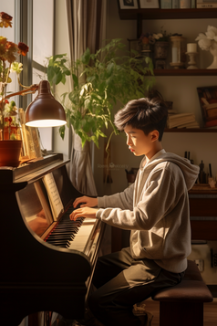 弹钢琴的孩子摄影图25