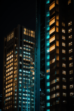 高楼大厦夜晚的灯光摄影图2