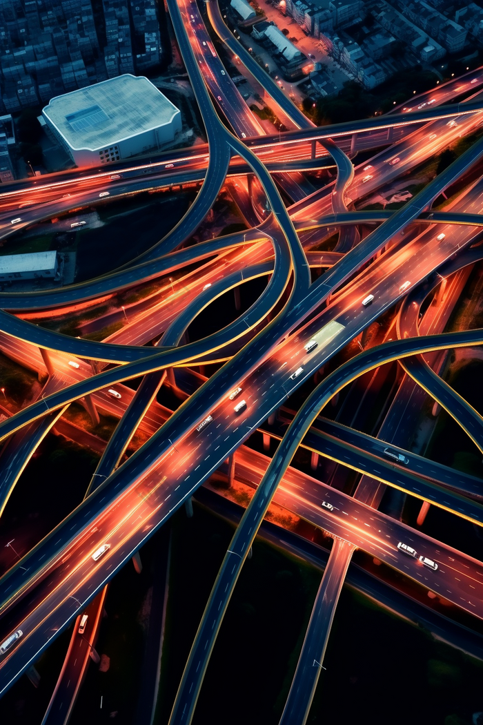     夜间城市交通枢纽高速公路复杂