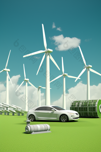     3D模型新能源汽车<strong>城市空间</strong>绿色