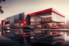 概念型高端灰底红光汽车销售展示厅摄影图2
