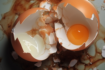 破碎鸡蛋壳蛋清碗