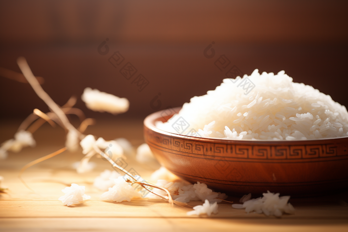 木碗中的大米颗粒米粒食品