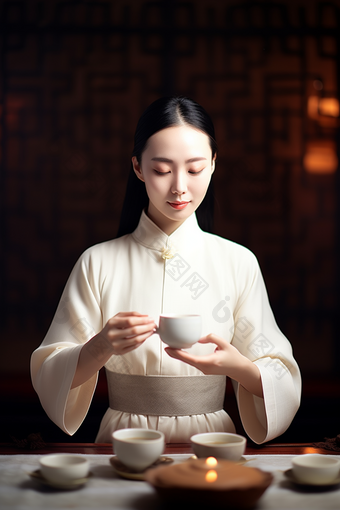 茶艺师煮茶传统表演