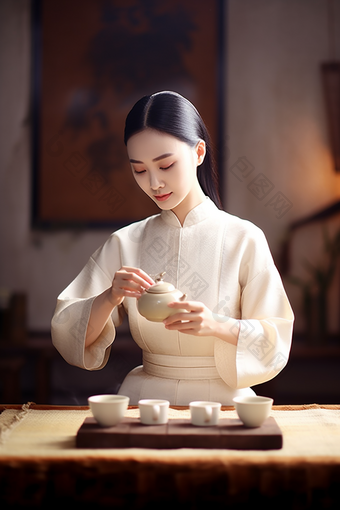 茶艺师煮茶传统艺术