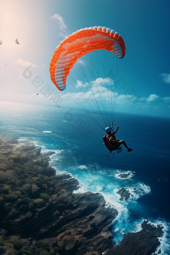 海边滑翔伞低空挑战
