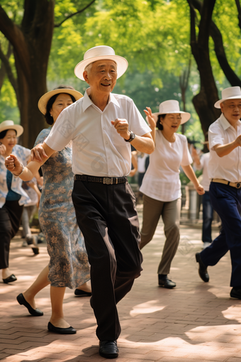 老年人在<strong>广场</strong>上跳<strong>舞舞</strong>运动