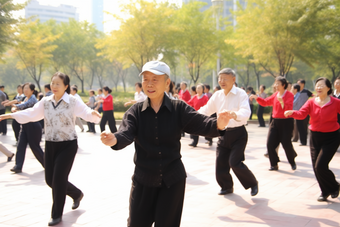 老年人在广场上跳舞爷爷老人