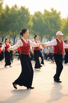 老年人在广场上跳舞摄影图12