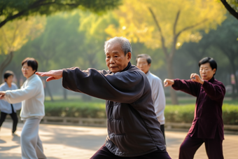 老年人公园武术锻炼康养老年活动