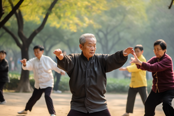 老年人公园武术锻炼康养户外