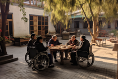 疗养院中下棋喝茶的老人摄影图10