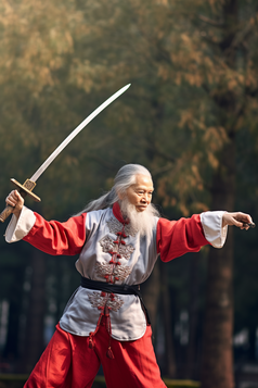老年人舞剑摄影图10