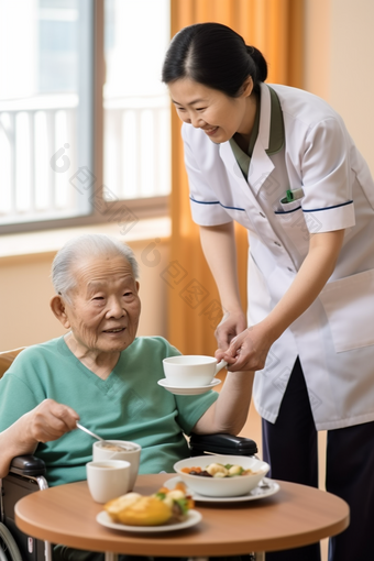 养老院护工照料老年人护理温馨