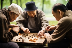 老年人公园棋类游戏摄影图6