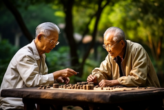 老年人公园棋类游戏摄影图12