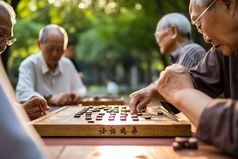 老年人公园棋类游戏摄影图20