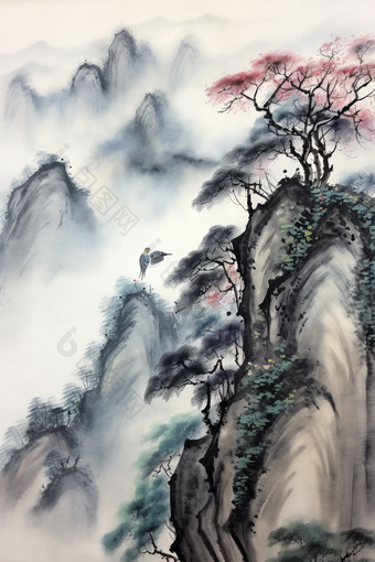 水墨山水<strong>古风画</strong>水墨画画