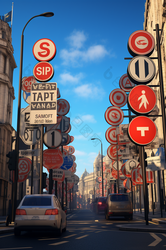 道路交通标识马路警示牌