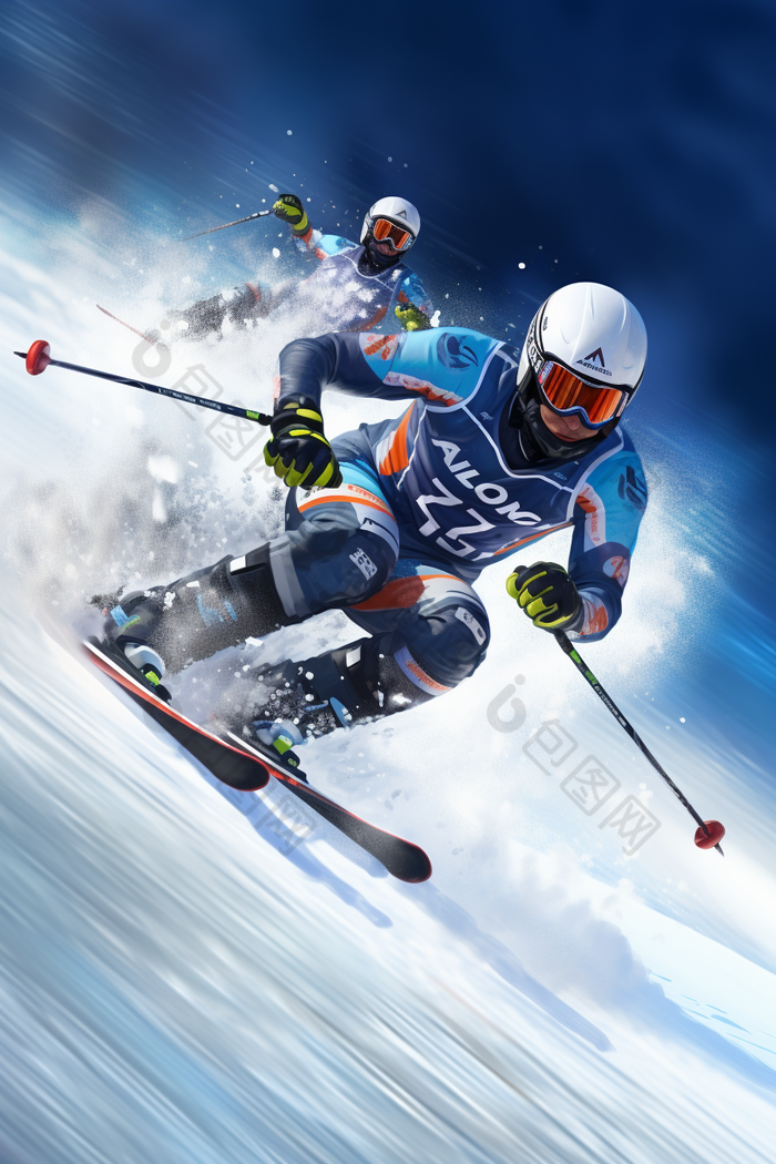 男子滑雪雪地运动员