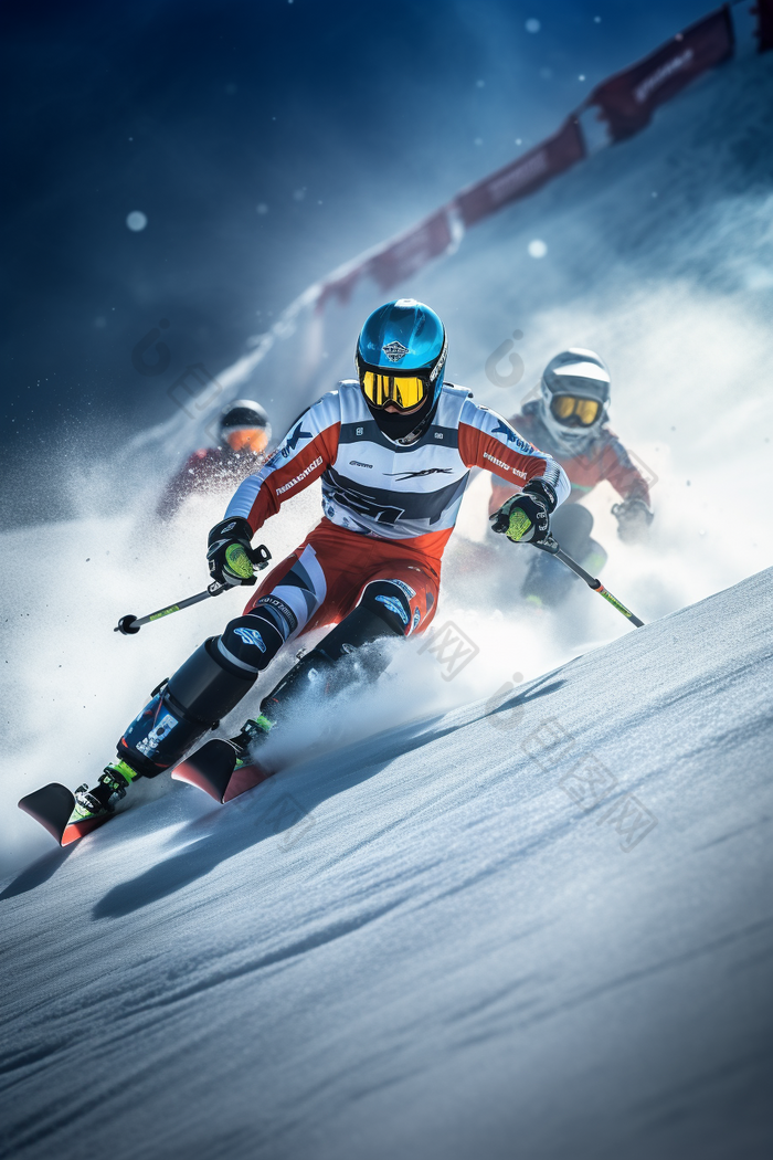 男子滑雪运动员运动