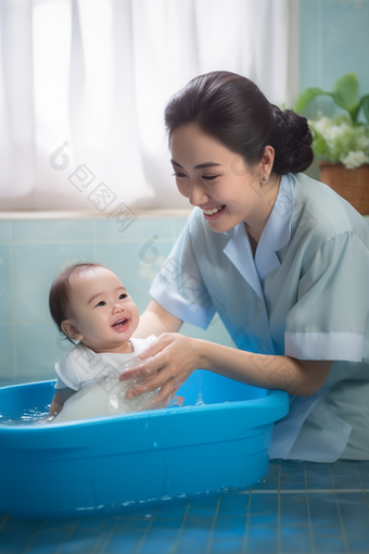 清洁洗护给婴儿洗澡服务场景
