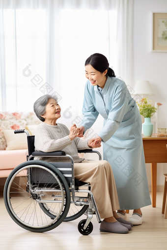 老人护理医生协助锻炼上门轮椅