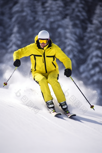 高山滑雪运动滑雪场滑雪杖