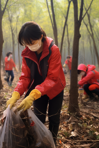 捡垃圾公益活动爬山工具