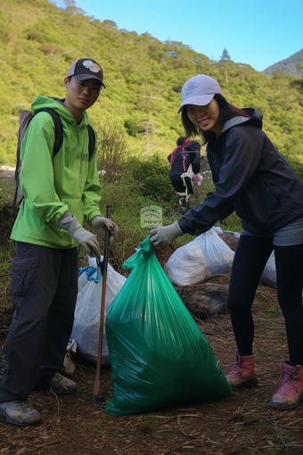 徒步登山捡垃圾公益奉献