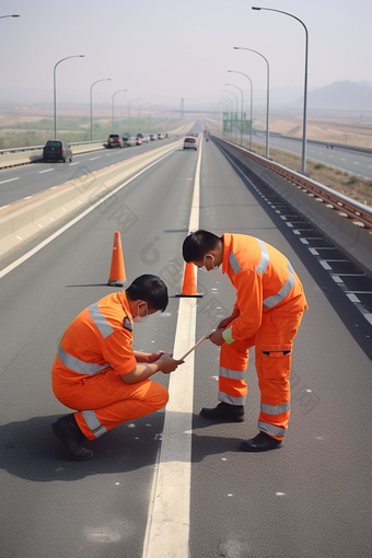 马路公路日常养护工人商业摄影