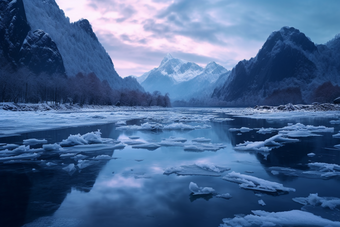 冰雪消融自然风光冰川融化天然美景