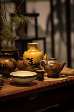 中式茶桌陈设摄影图6