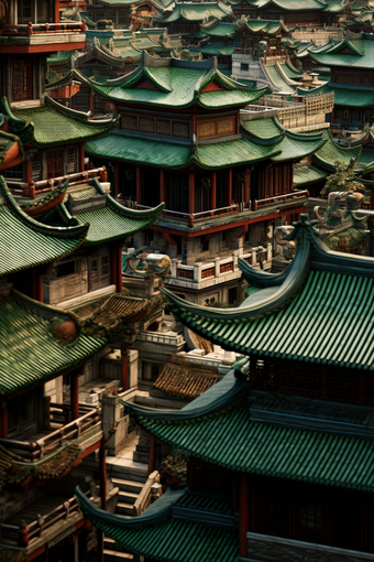 中国风屋檐建筑雕刻艺术图片