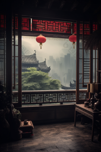 中国风古代建筑窗户传统文化图片