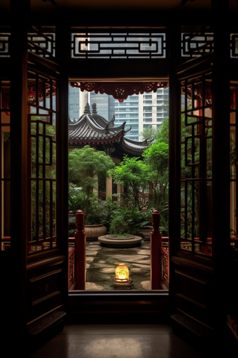 中国风古代建筑窗户古典建筑图片